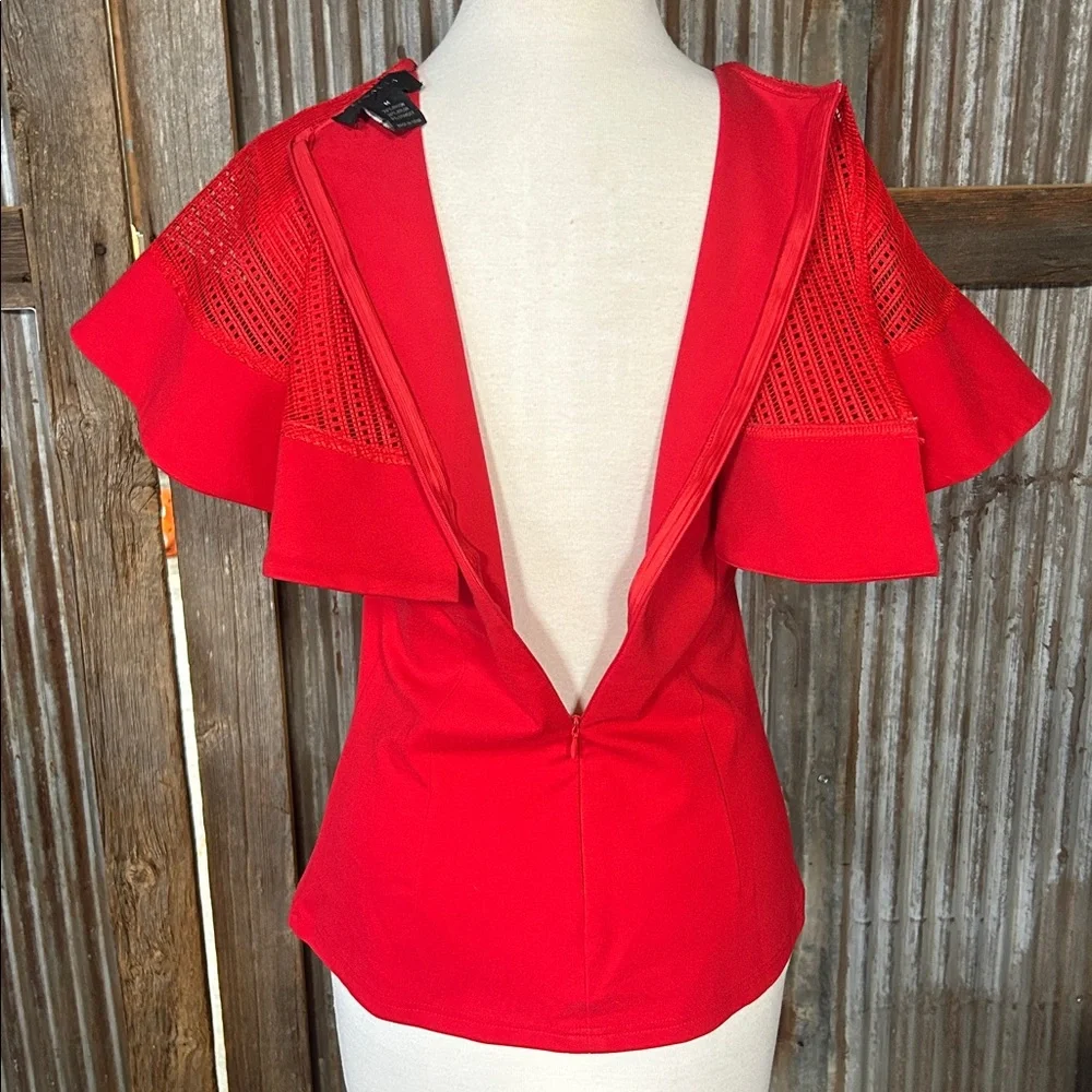 Gracia Vibrant Red Top with Cape Detail - Picture 8 of 9